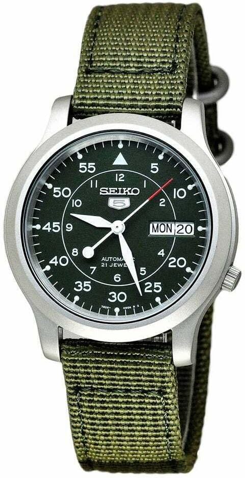 Green Canvas Stainless Steel Automatic Watch B1053