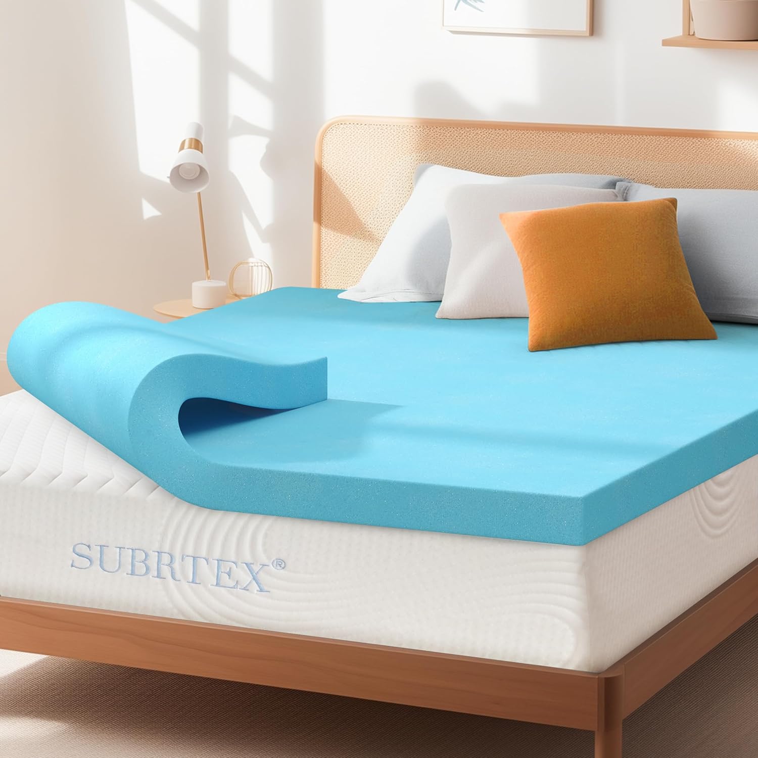 2 Inch Gel-Infused Memory Foam King Size Mattress Topper with Removable Washable Cover O37367