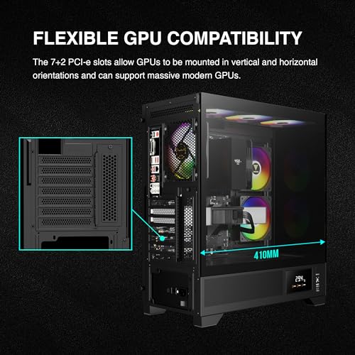 White Mid Tower ATX Tempered Glass PC Case with 3x120mm ARGB PWM Fans N447303