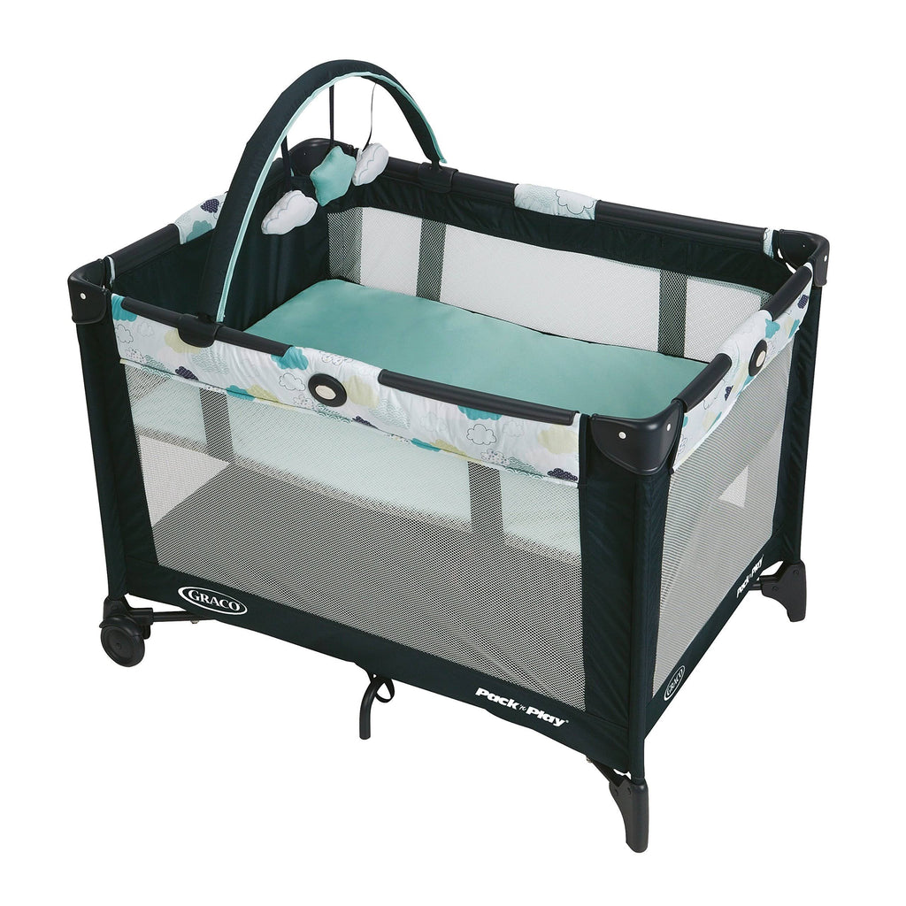 Full-Size Infant Bassinet Playard with Push Button Compact Fold U6704
