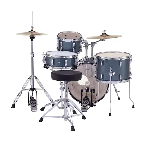 4-Piece Drum Set with Cymbals and Stands Charcoal Metallic S591921
