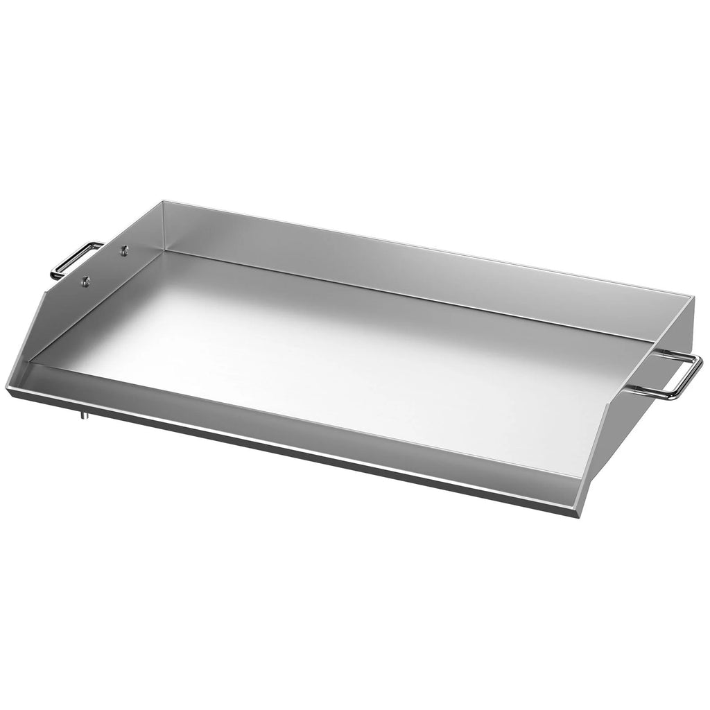 Stainless Steel Griddle Flat Top BBQ Plate with Handles and Grease Groove O67545