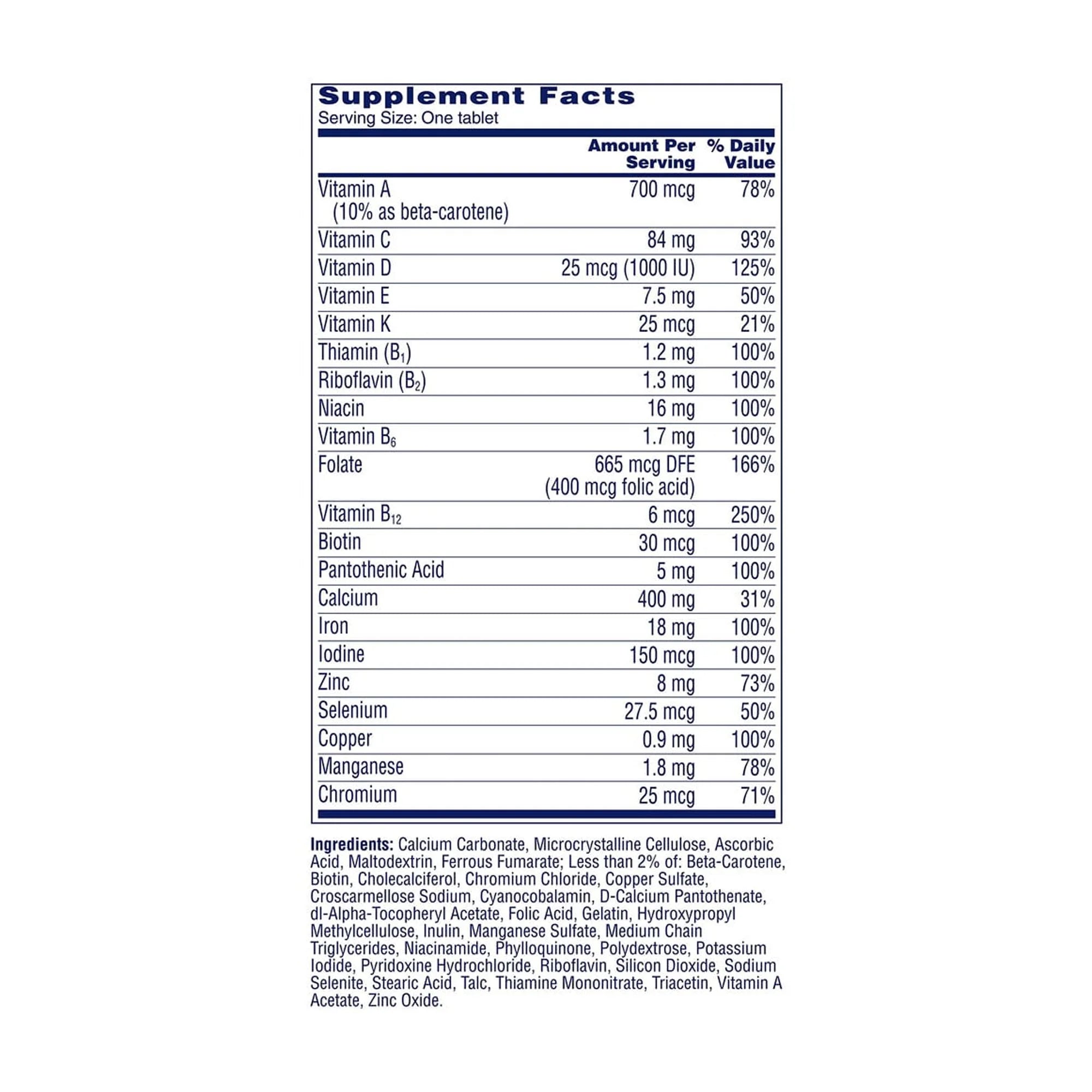 100 count Multivitamin Tablets N864