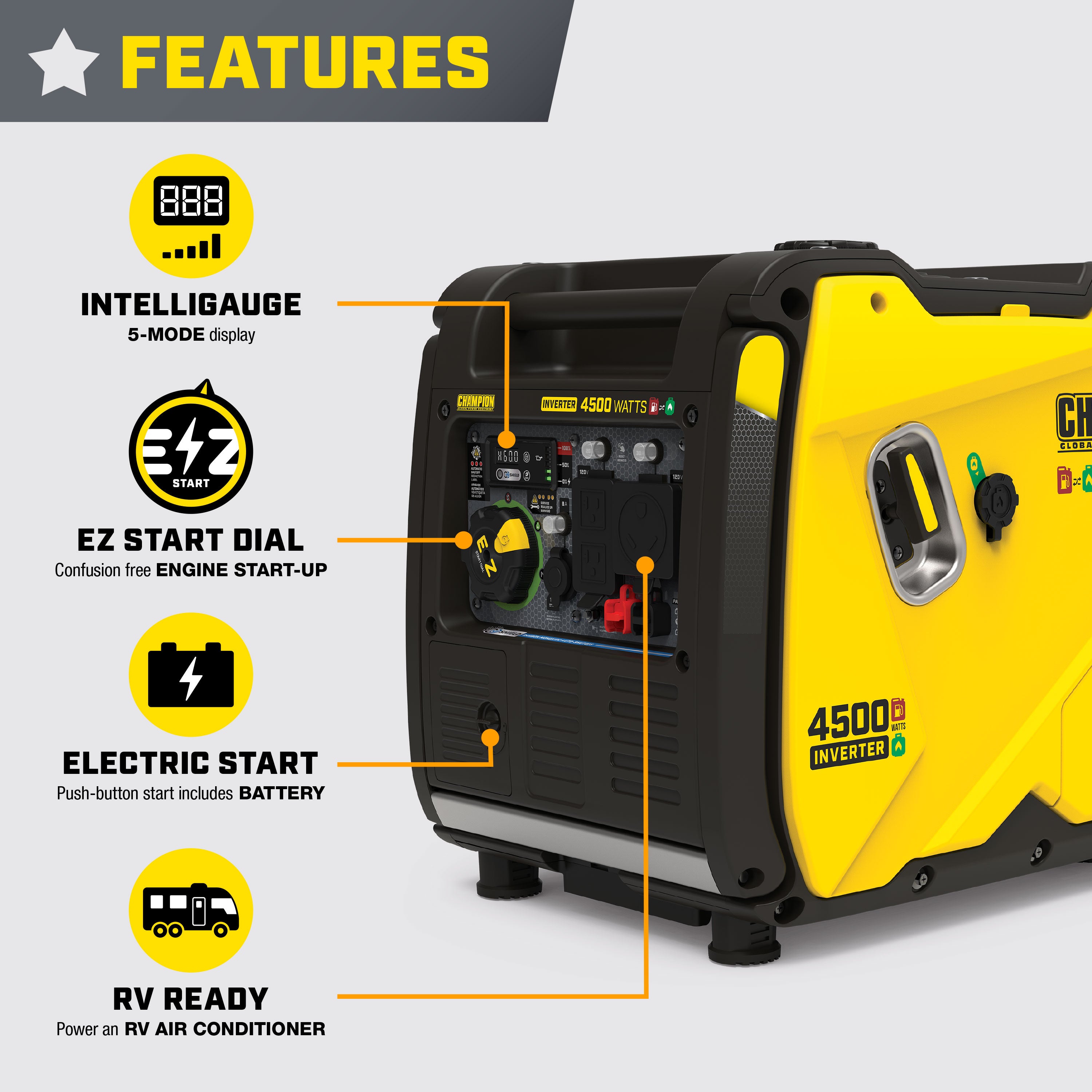 4500-Watt Portable Dual Fuel Inverter Generator I280