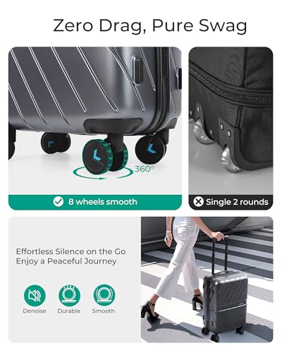 Black 20 inch Polycarbonate Hardside Carry On Luggage N143135
