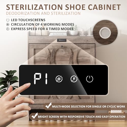 Rustic White Shoe Storage Cabinet with 2 Flip Drawers O92155
