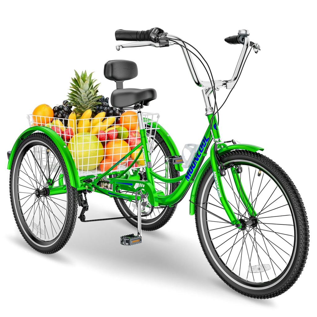 26 Adult Tricycle 3 Wheel 7 Speed 450lbs Capacity Cruise Trike with Shopping Basket T718048