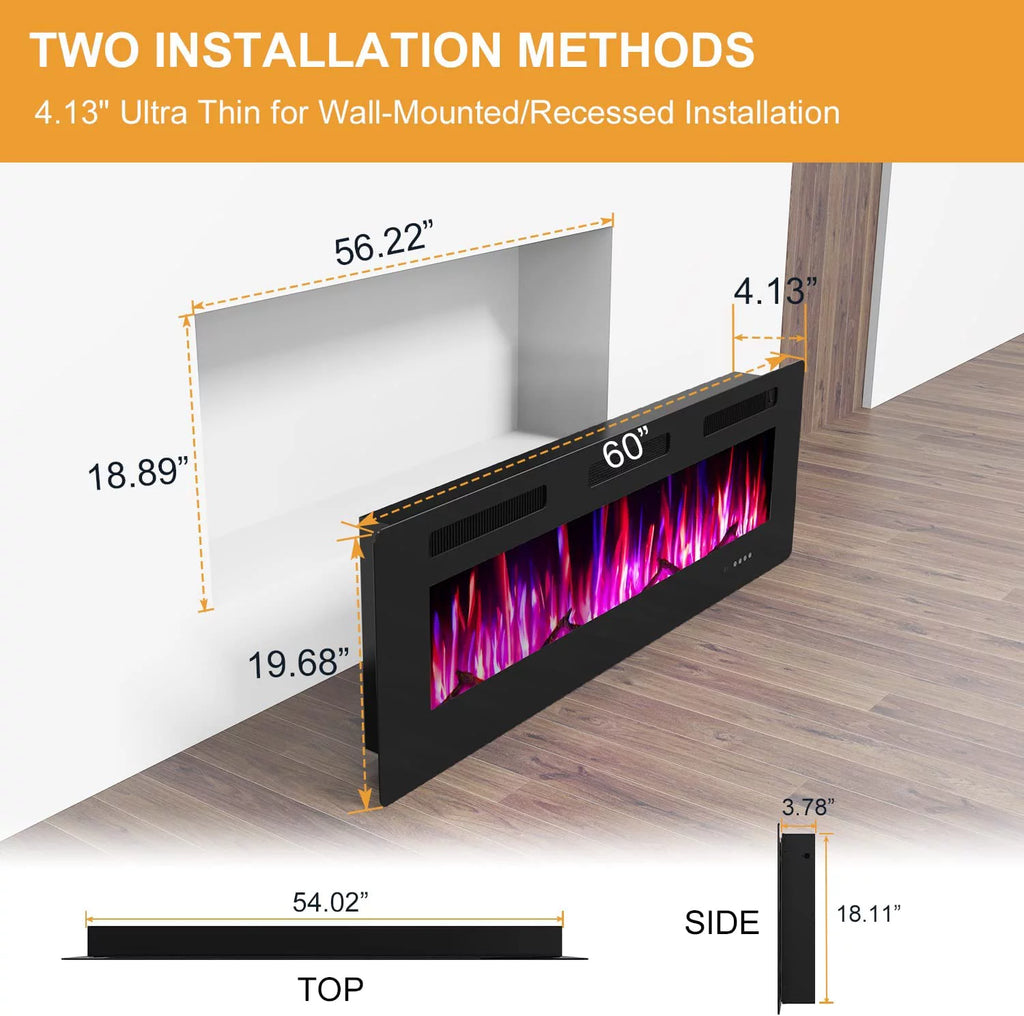 60" Wall Mounted Electric Fireplace M6700
