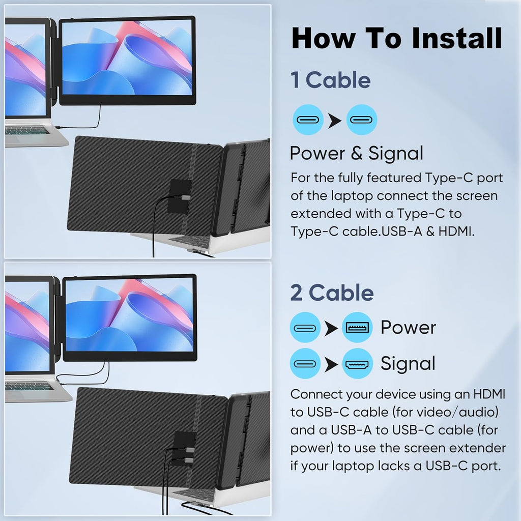 12" 1080P FHD IPS Foldable Portable Monitor Y719