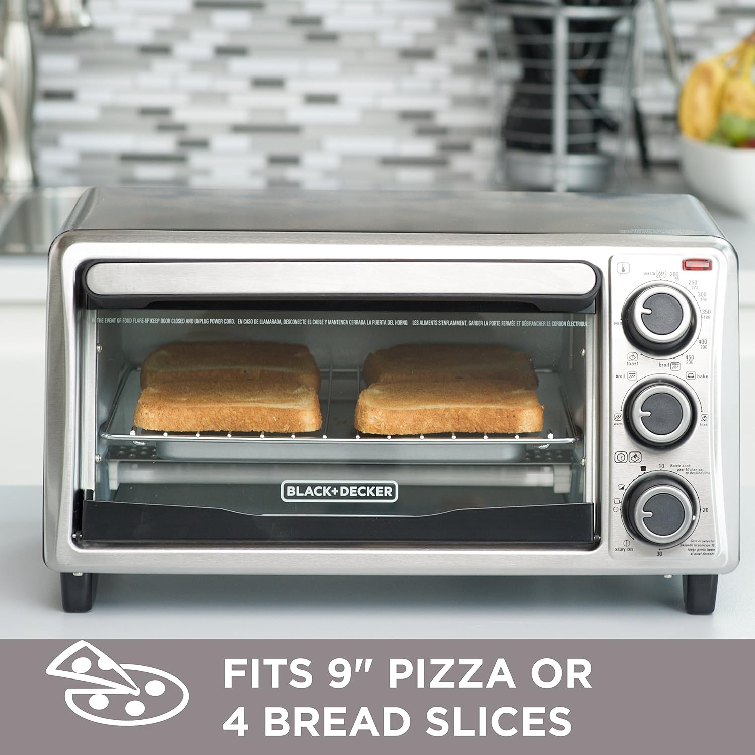 4-Slice Toaster Oven, Stainless Steel/Black P252477