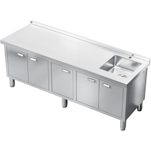 Freestanding Stainless Steel Utility Sink with Cabinet, 21.66 x 63 x 35.43 inches Z990