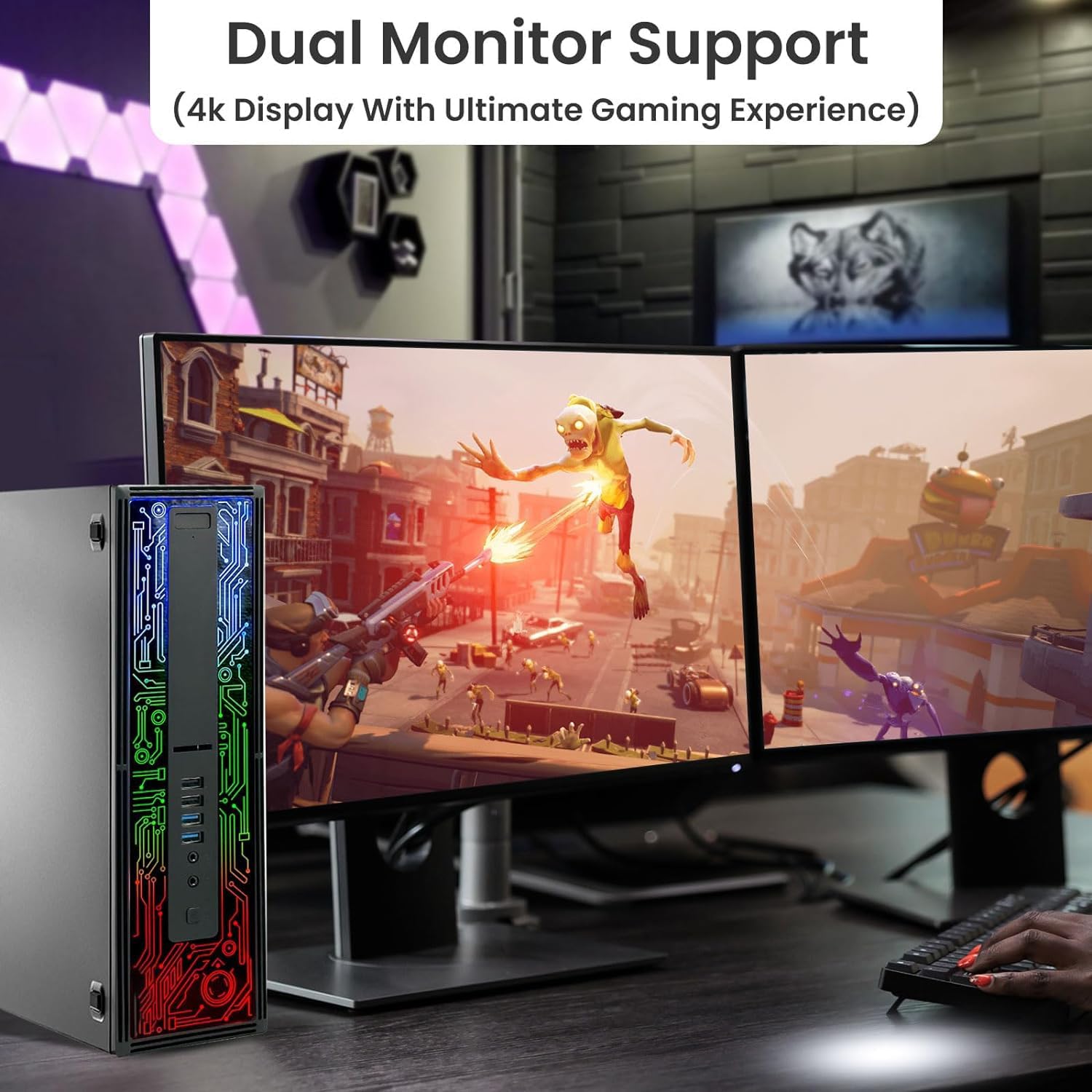 RGB Gaming PC Desktop Intel Core i5 6th Gen 16GB DDR4 Ram 512GB SSD NVIDIA GeForce GT 1030 2GB DDR5 New 24 Inch Monitor Windows 10 Pro E441842