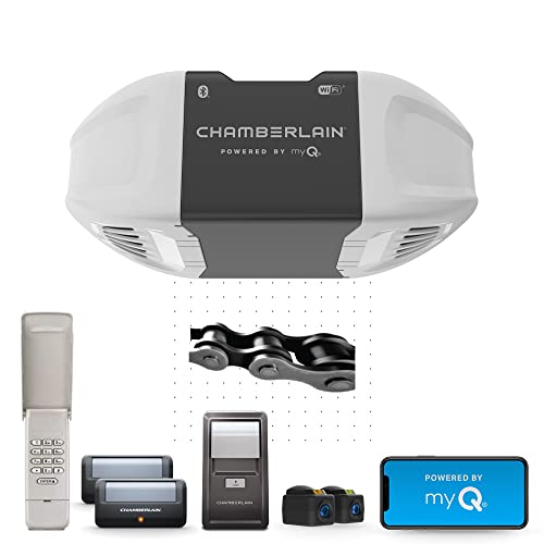 Smart Garage Door Opener, Chain Drive, 1/2-HP Motor, Dual Light N553