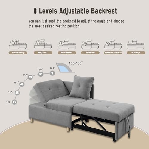 Grey 3 L-Shaped Convertible Sofa Bed W865381