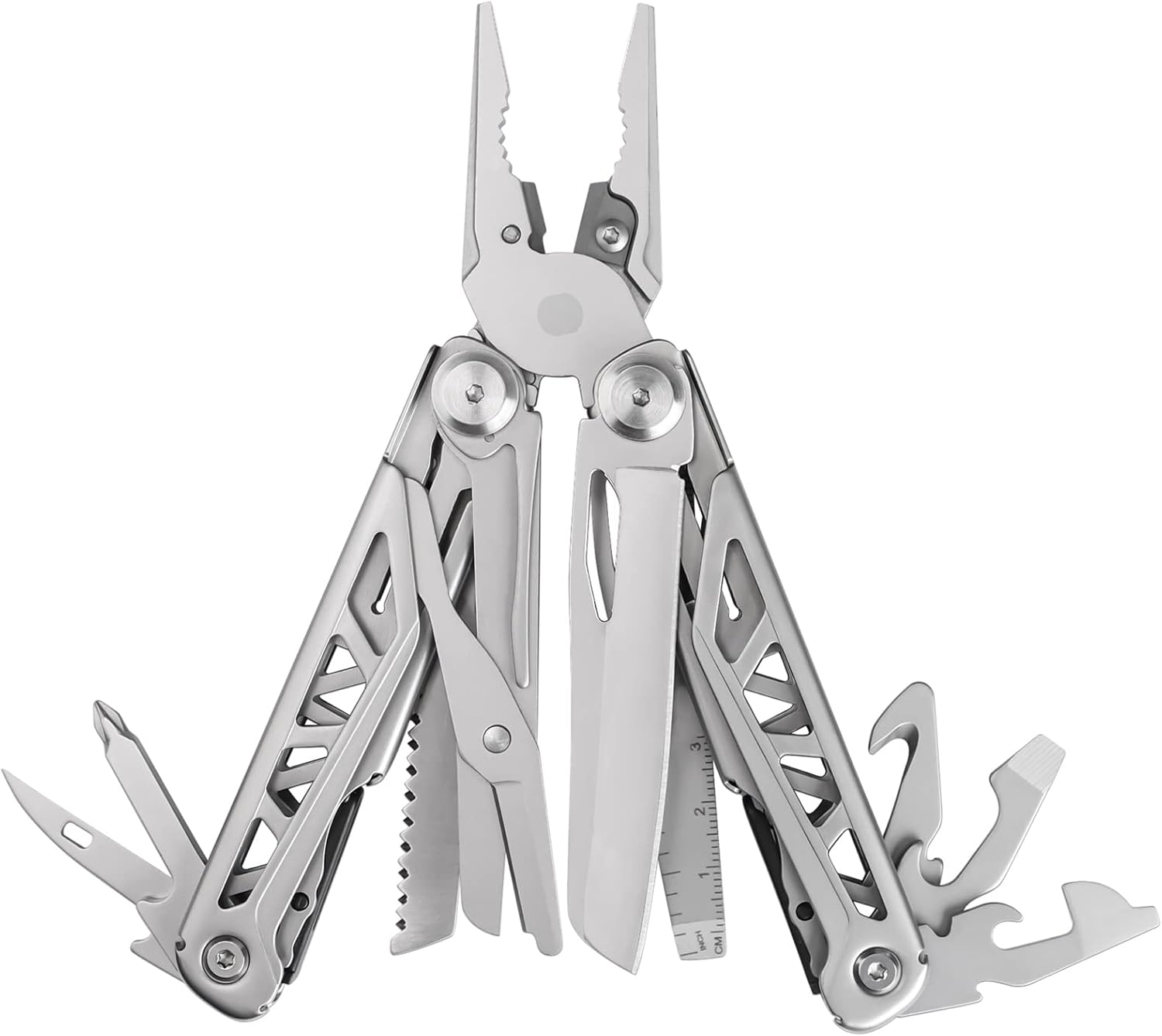 17-in-1 Hard Stainless Steel Foldable Multitool Pliers Pocket Knife with Nylon Sheath O340