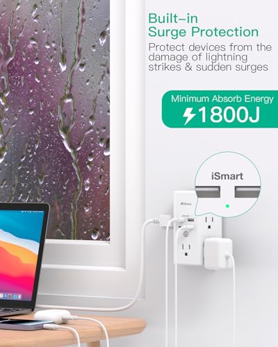 3-Sided Surge Protector Outlet with 4 USB Ports (2 USB C) N13175