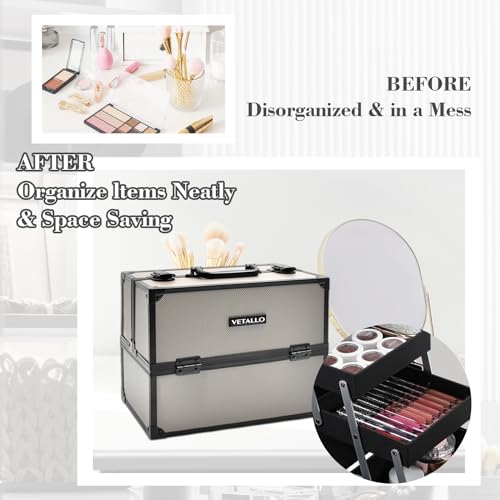 Large Black Portable Makeup Train Case D631786