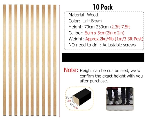 10pcs Wall Partition Room Divider Wooden Screen Slats S70944