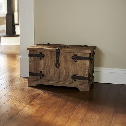 Large Rustic Wood Frame and Metal Siding Trunk with Black Interior T963425