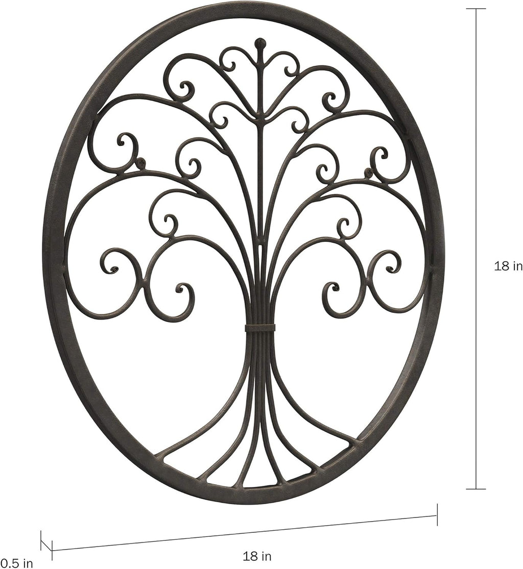 Brown Iron Metal Tree of Life Round Wall Sculpture S456