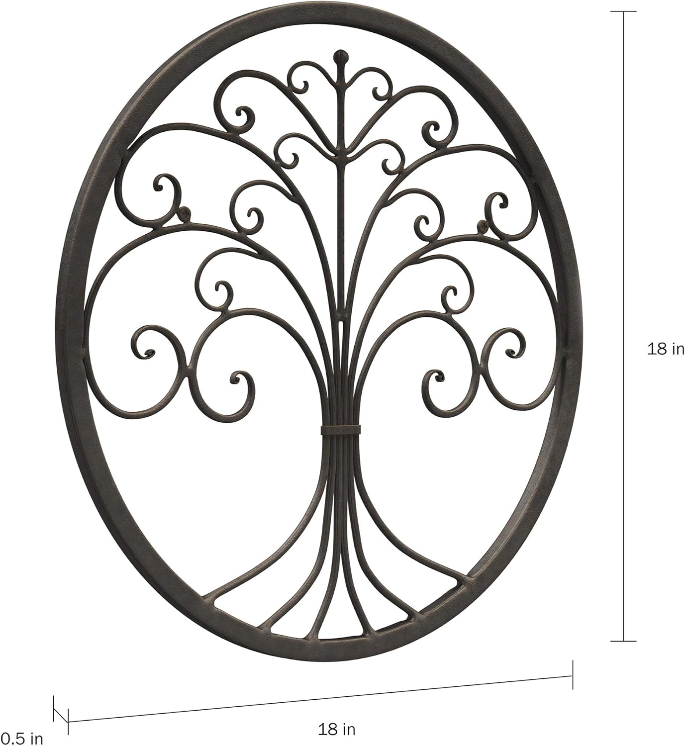Brown Iron Metal Tree of Life Round Wall Sculpture S456