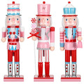 3 Pcs Pink Wooden Nutcracker Figures O675