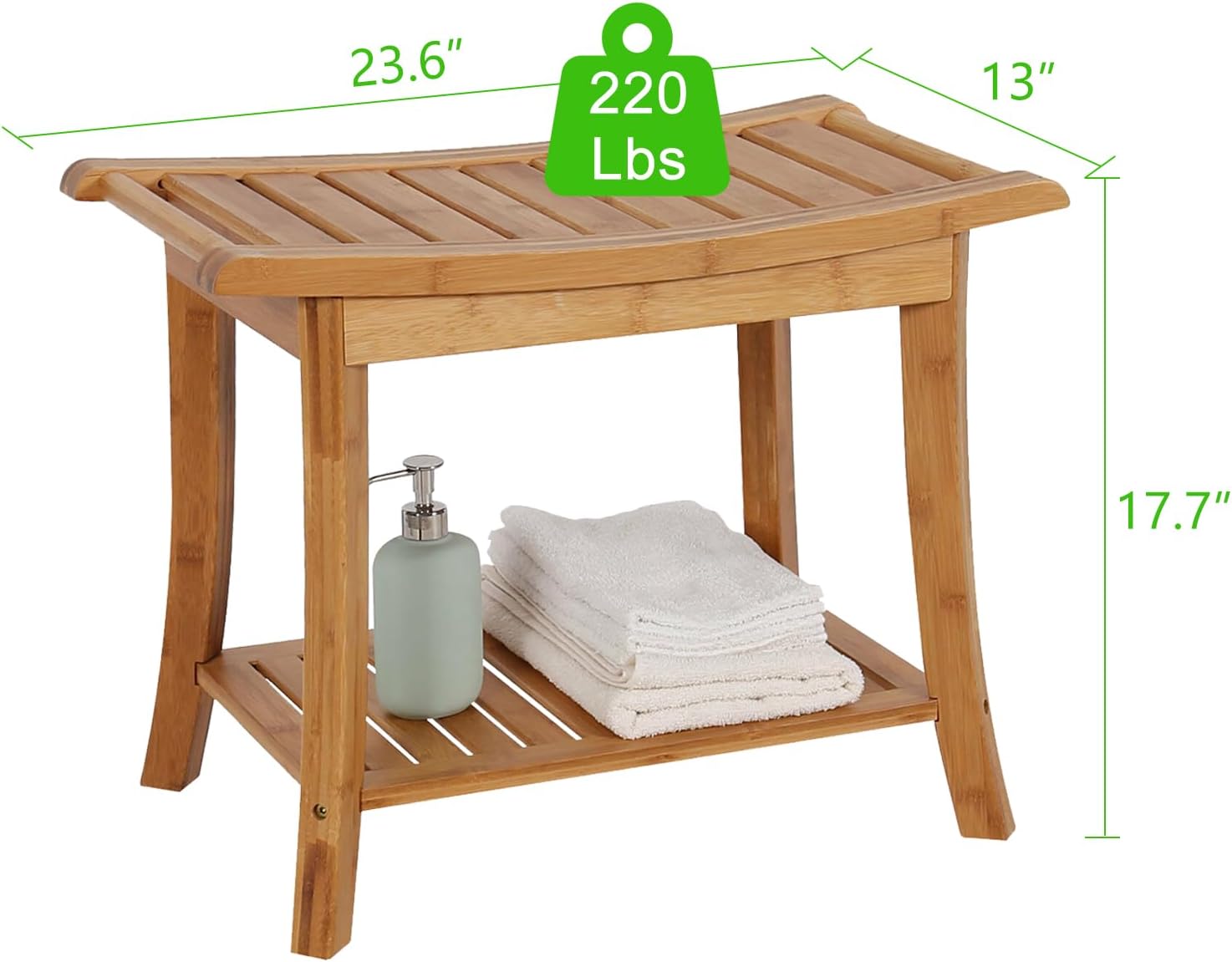 Bamboo Shower Stool with Storage Shelf J788561
