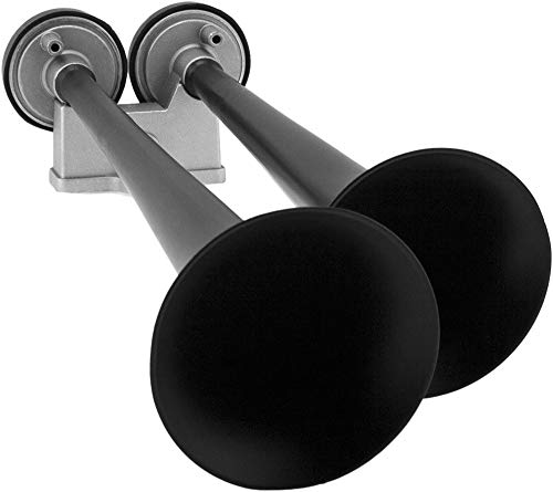 Black 12v Train Horn Kit with Dual Air Compressor and 2 Trumpets A684