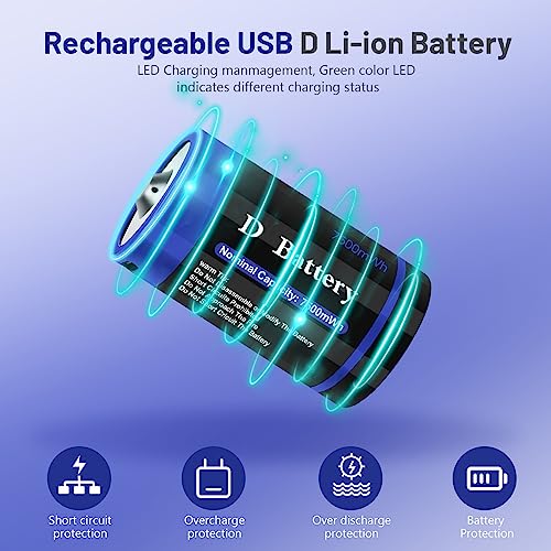 4 Pack Rechargeable C Cell Batteries 1.5v Lithium 4100mWh M311