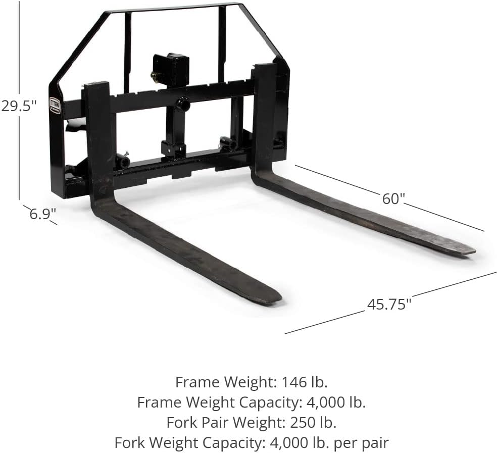 60-in Pallet Fork Hay Frame Attachment with Rack, Receiver Hitch V434