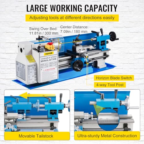 Metal Lathe 7"x12" 550W Variable Speed 50-2500 RPM H201780