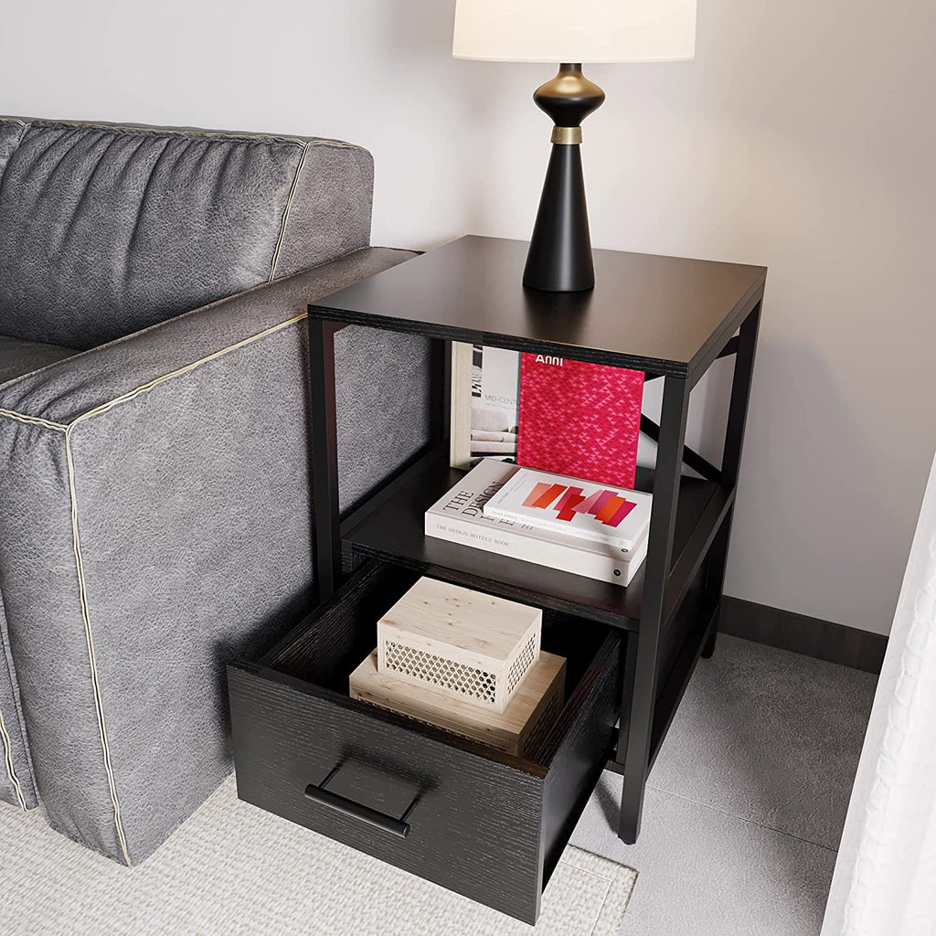 Black End Tables With Drawer H8008