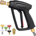 Short Pressure Washer Gun with 3/8" Swivel Quick Connect & M22 Fittings, Power Washer Wand Stubby Trigger Handle with 1/4" Quick Connect Outlet, 4000 PSI Q28324