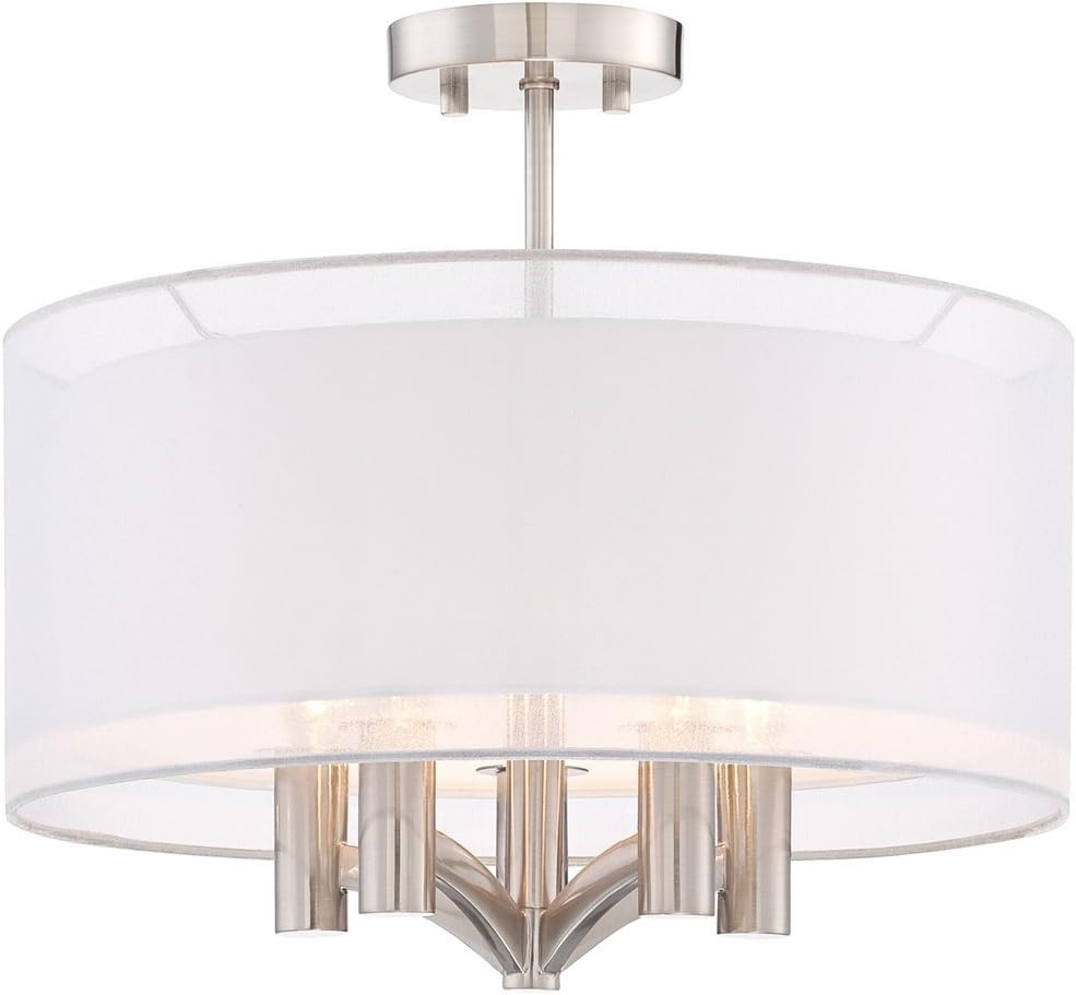 Brushed Nickel 18" Wide 5-Light Semi Flush Mount Ceiling Light E863