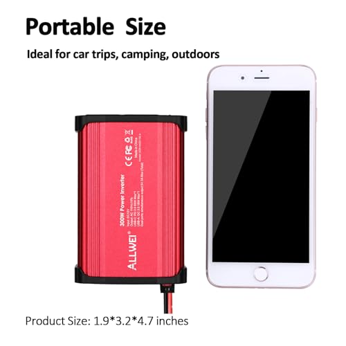 300W 12V to 110V Car Power Inverter with PD 27W USB-C and 18W USB-A D419531