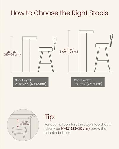 Set of 2 Bar Stools with Back, Steel Frame, Ash Black and Ink Black J879010