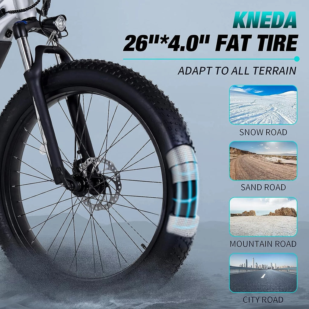 750W 48V 14AH Removable Battery 26" Fat Tire Electric Bike U582
