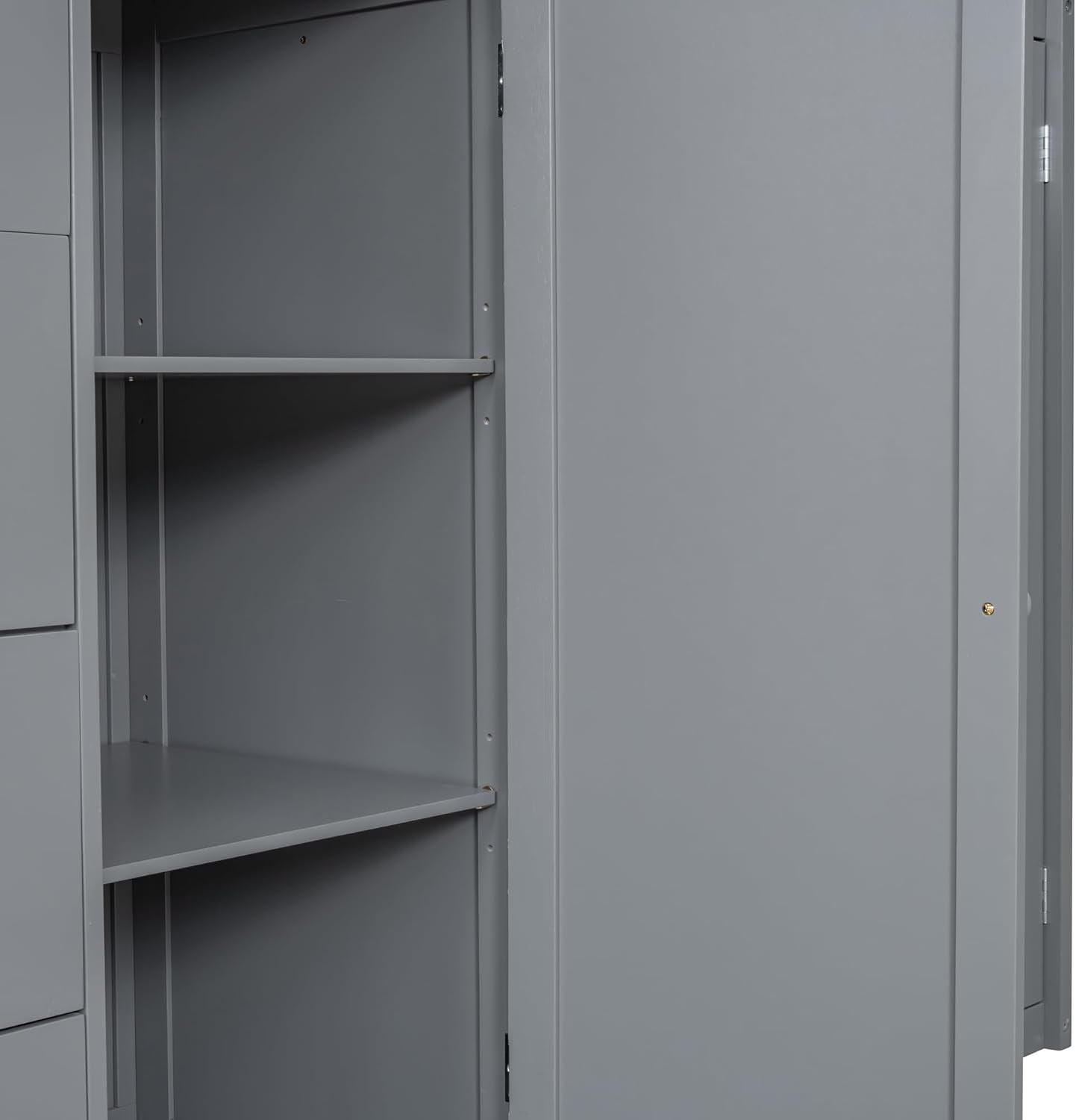 Gray Wooden Loft Bed with Storage Space G307