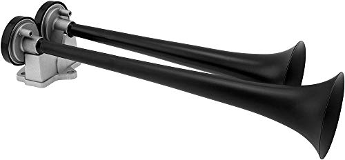 Black 12v Train Horn Kit with Dual Air Compressor and 2 Trumpets A684