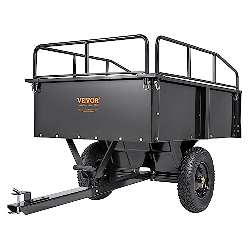 Heavy Duty Steel ATV Dump Cart, 750 lbs, 15 Cubic Feet Garden Utility with Removable Sides U9496