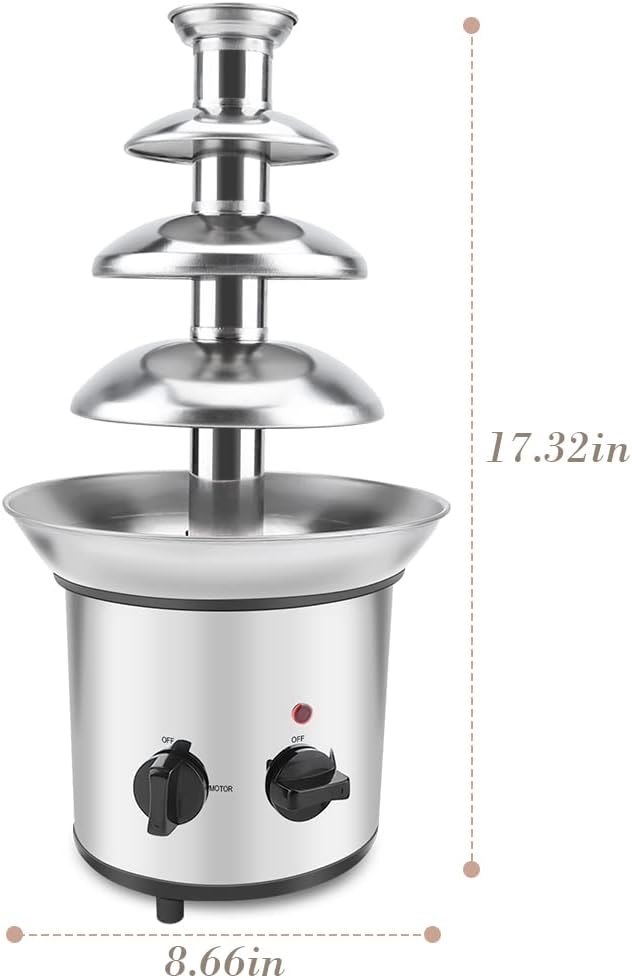 4 Tier Electric Stainless Chocolate Fondue Fountain D457355