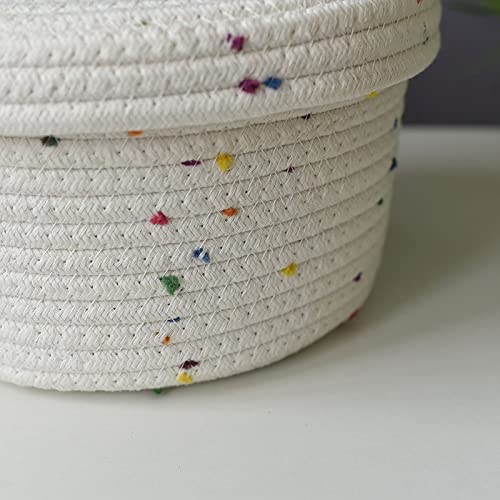 Cotton Rope Storage Basket with Lid Round Small Woven Basket F579