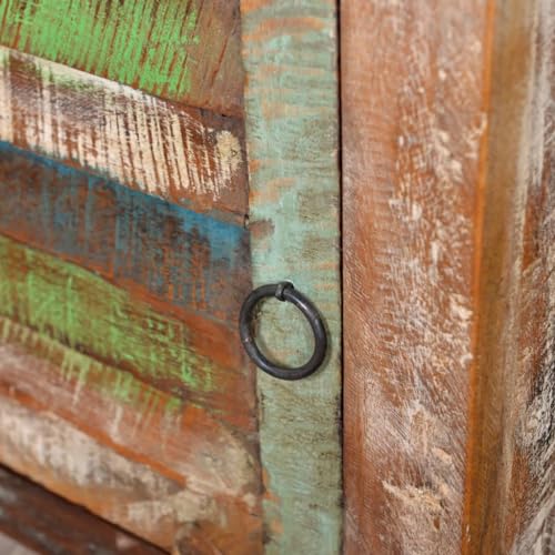 Brown Reclaimed Wood End Table with 1 Drawer 1 Door B76213