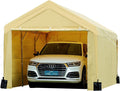 Beige 10 x 20 ft Carport with Removable Sidewalls and Doors V406900