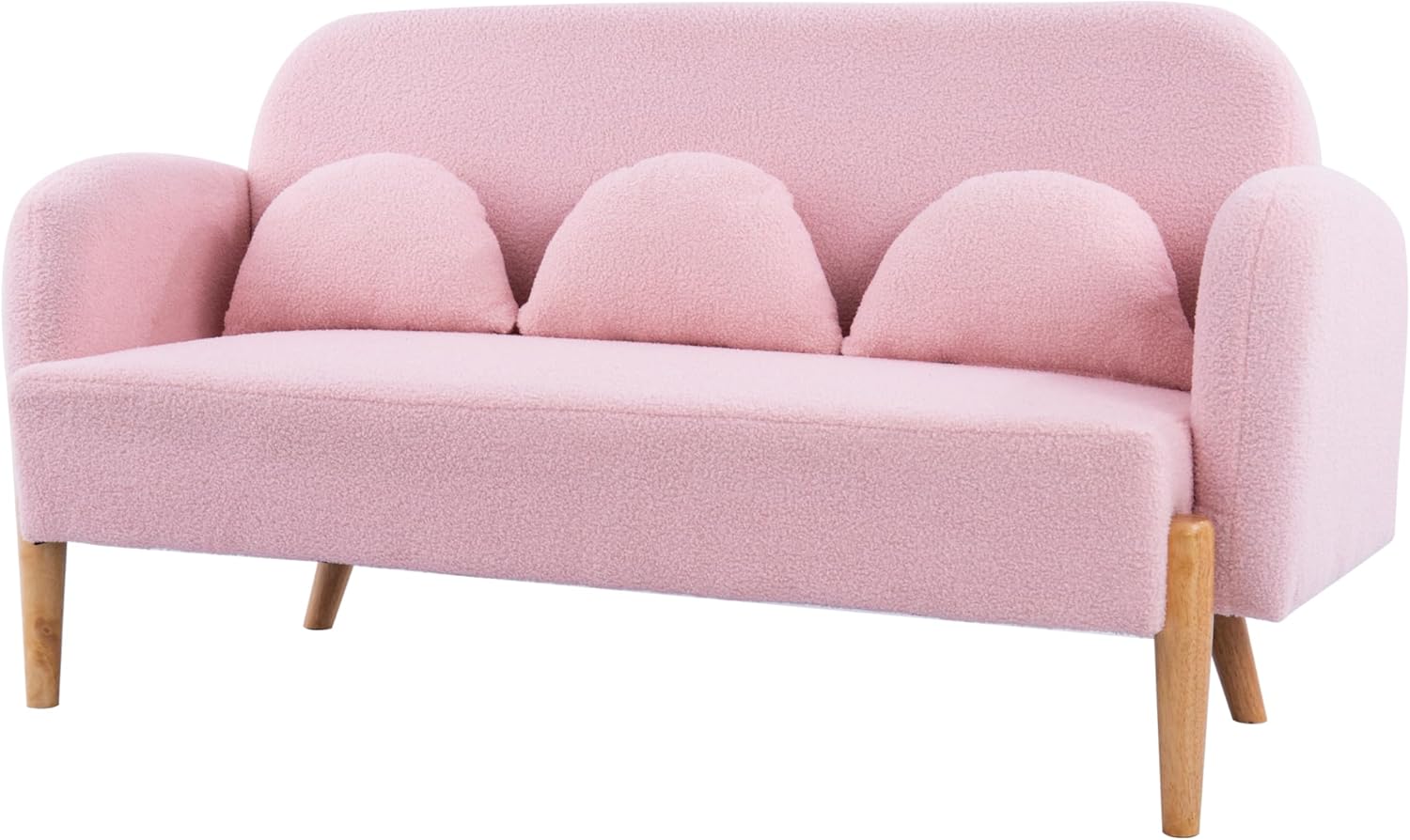 Pink Velvet Mini Couch with 3 Lumbar Pillows I979837