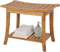 Bamboo Shower Stool with Storage Shelf J788561