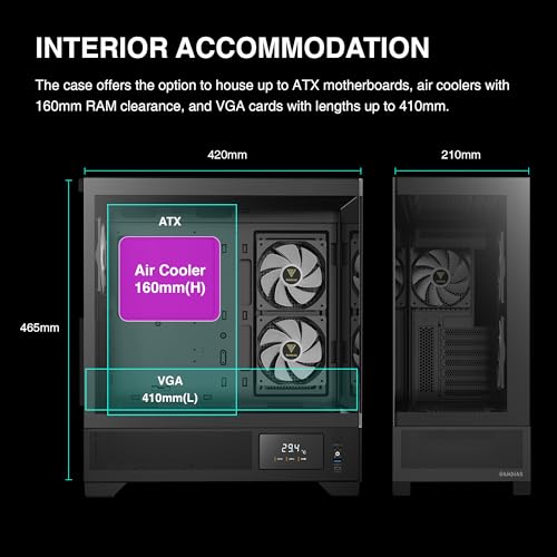 White Mid Tower ATX Tempered Glass PC Case with 3x120mm ARGB PWM Fans N447303