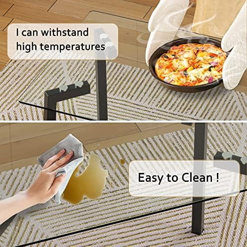 Clear Tempered Glass Dining Table with Metal Legs V542259