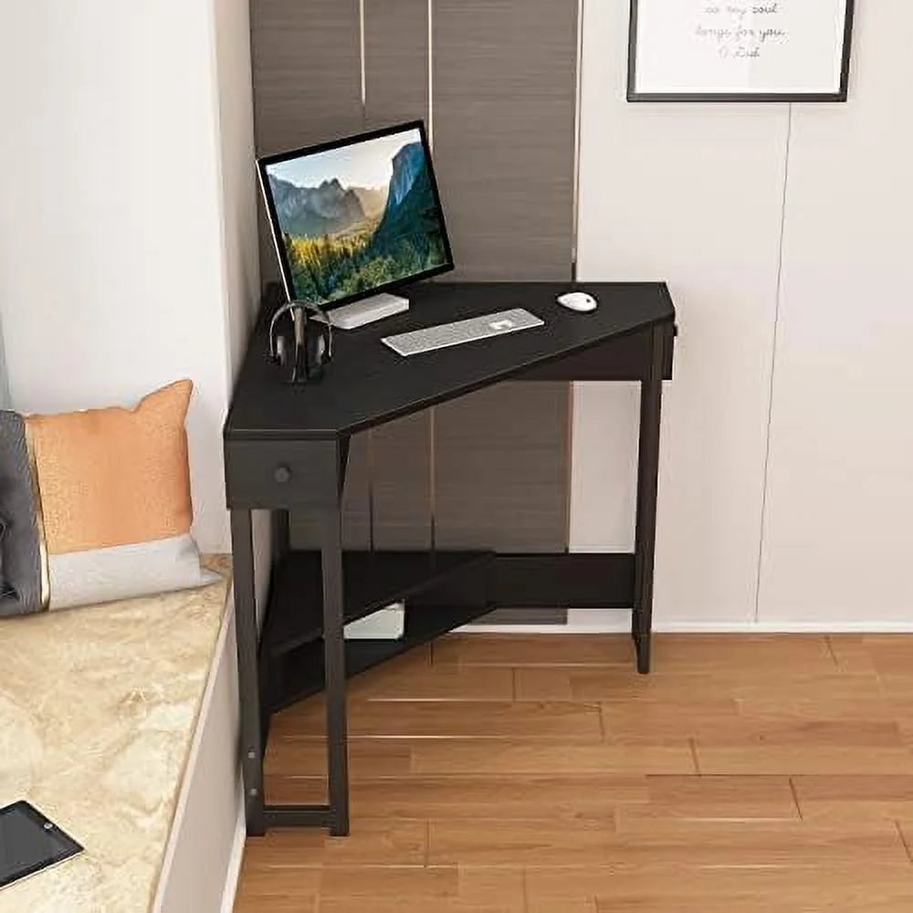31.5 Inch Triangle Corner Desk with Drawer F55381
