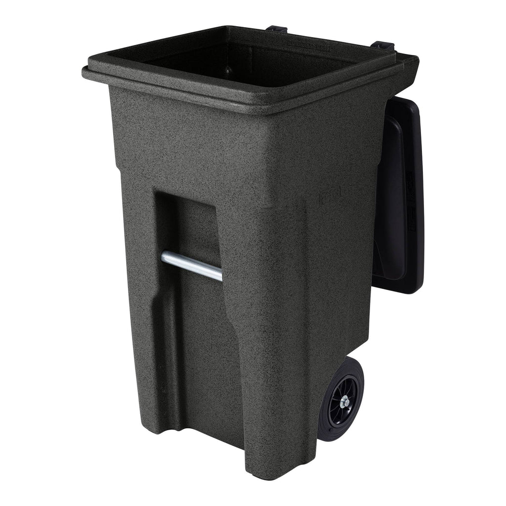 32 gal Black Trash Can with Attached Lid X833917